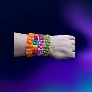 Colorful Beaded Kandi Bracelets Set (4)